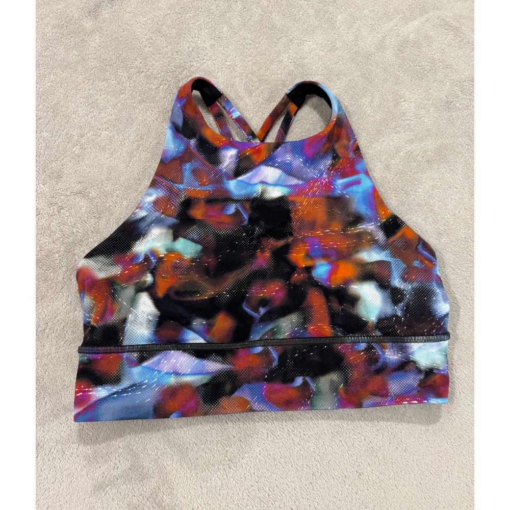 Lululemon Energy Bra High Neck Cosmic Shift Multi Cross Back Sports Bra Size 8